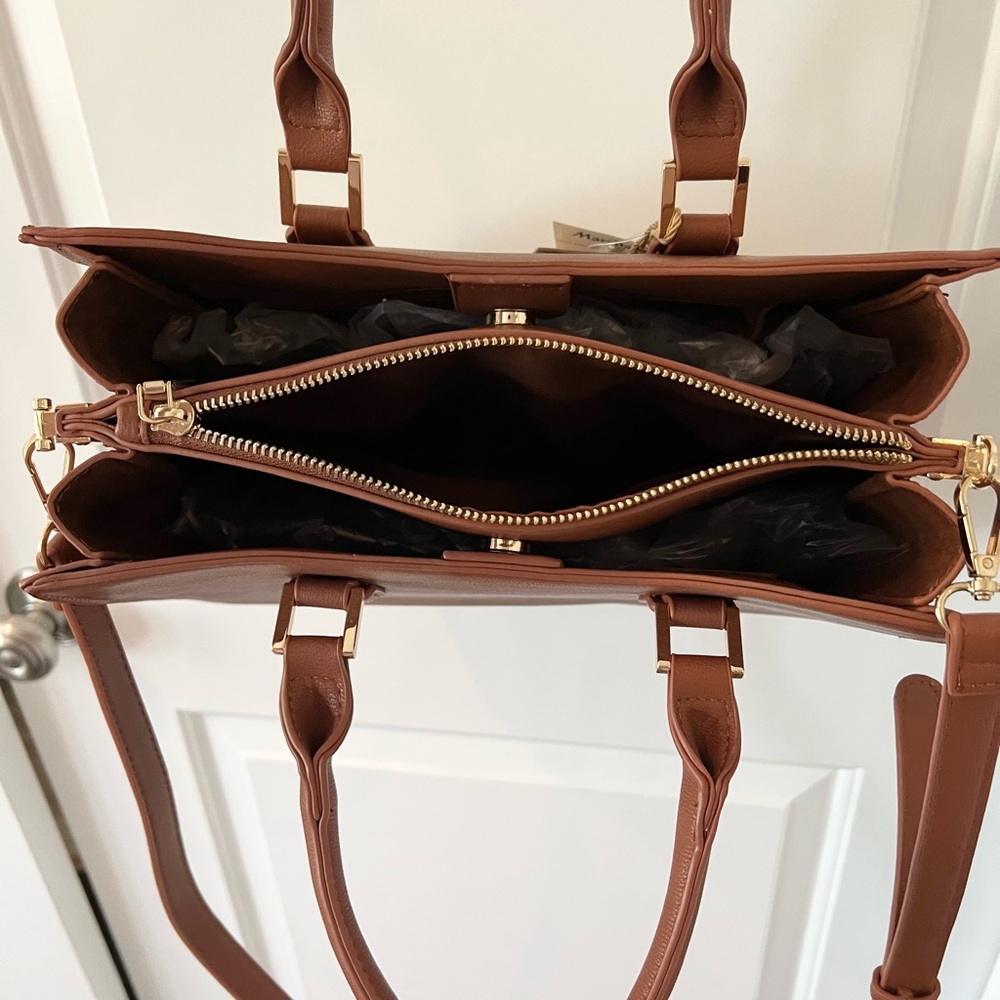 NWT Miztique Cognac Leather Handbag - Picture 4 of 7